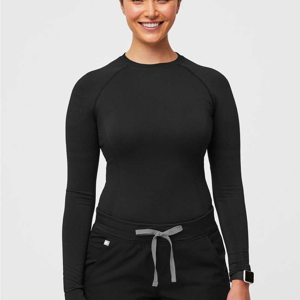 Figs Black Long Sleeve Fitted